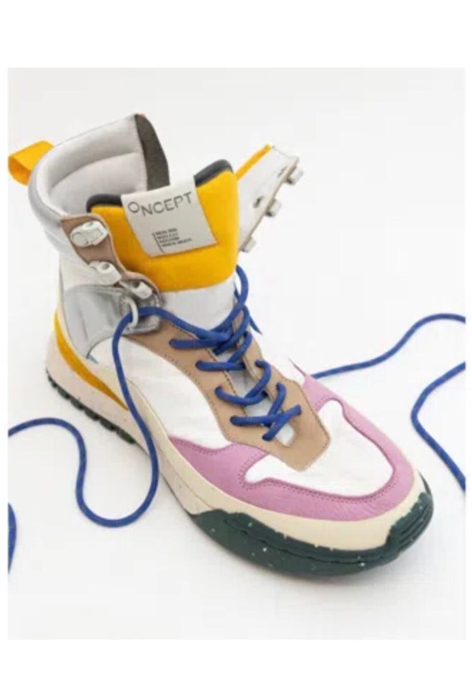ONCEPT Multicolor High Top Platform Boots - White, Pink & Tan Hiking Sneakers